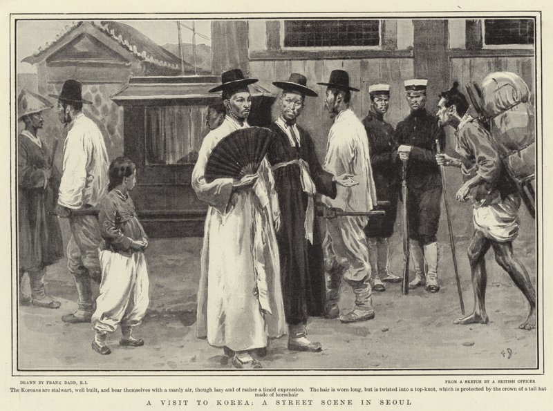 Una visita a Corea, una escena callejera en Seúl de Frank Dadd