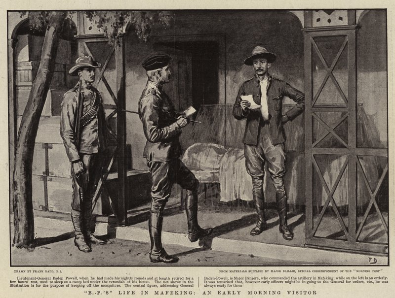 La vida de B-P en Mafeking, un visitante temprano de Frank Dadd