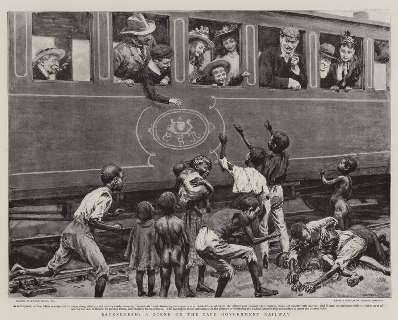 Backsheesh, una escena en el Ferrocarril del Gobierno del Cabo de Frank Dadd