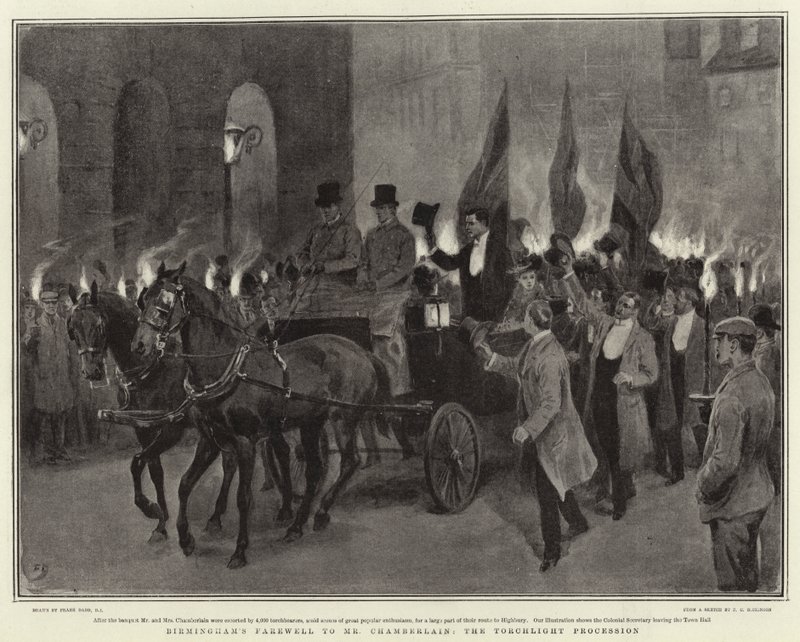 Despedida de Birmingham al Sr. Chamberlain, la procesión de antorchas de Frank Dadd