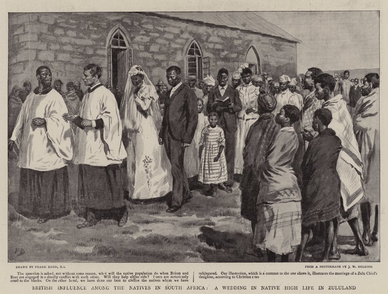 Influencia británica entre los nativos en Sudáfrica, una boda en la alta sociedad nativa en Zululandia de Frank Dadd