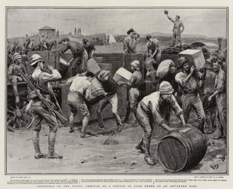 Navidad en el Veldt, llegada de un convoy de buen ánimo a un puesto avanzado de Frank Dadd
