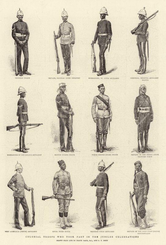 Tropas coloniales que participaron en las celebraciones del Jubileo de Frank Dadd