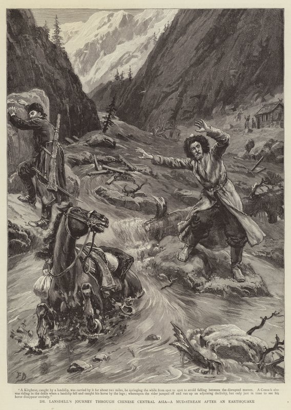 El Viaje del Dr. Lansdell a través de Asia Central China, un Arroyo de Lodo un Terremoto de Frank Dadd