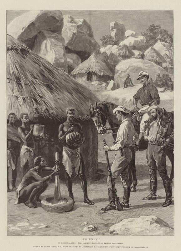 ¡Amigos! En Mashonaland, los resultados pacíficos de la ocupación británica de Frank Dadd