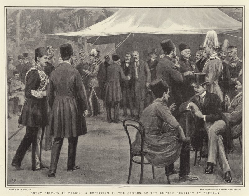 Gran Bretaña en Persia, una recepción en el jardín de la Legación Británica en Teherán de Frank Dadd
