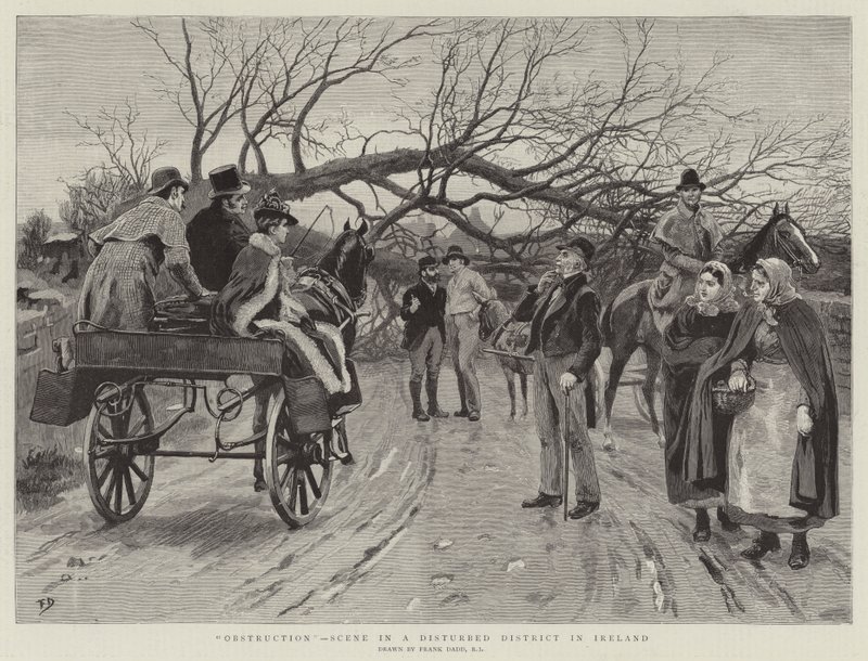 Obstrucción, escena en un distrito perturbado en Irlanda de Frank Dadd