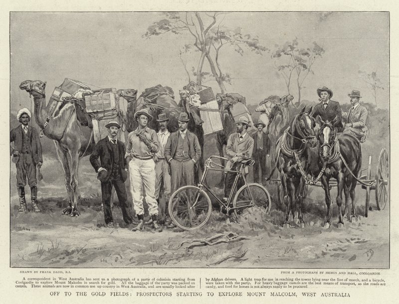 Rumbo a los campos de oro, buscadores comenzando a explorar el Monte Malcolm, Australia Occidental de Frank Dadd