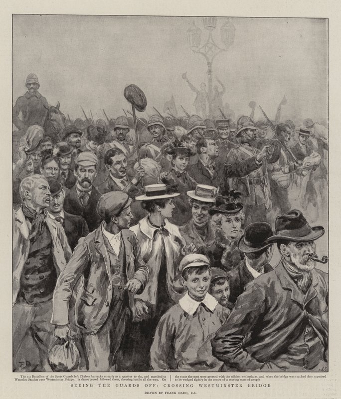 Despidiendo a los Guardias, cruzando el Puente de Westminster de Frank Dadd
