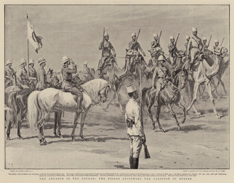 El avance en Sudán, el Sirdar revisando la guarnición de Berber de Frank Dadd