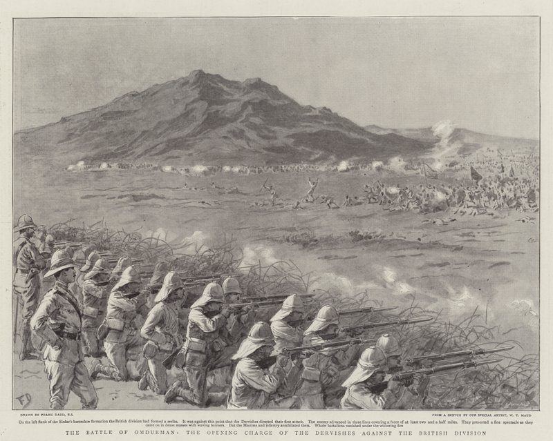 La Batalla de Omdurman, la Carga Inicial de los Derviches contra la División Británica de Frank Dadd