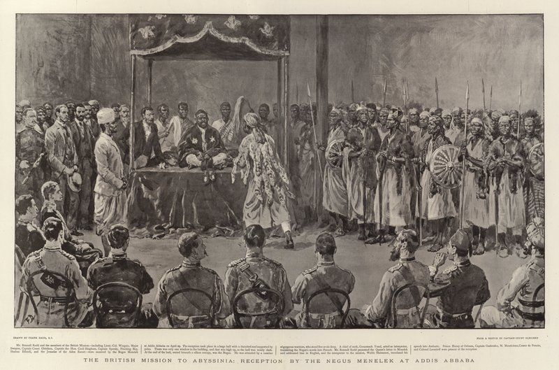 La misión británica a Abisinia, recepción por el Negus Menelik en Addis Abeba de Frank Dadd