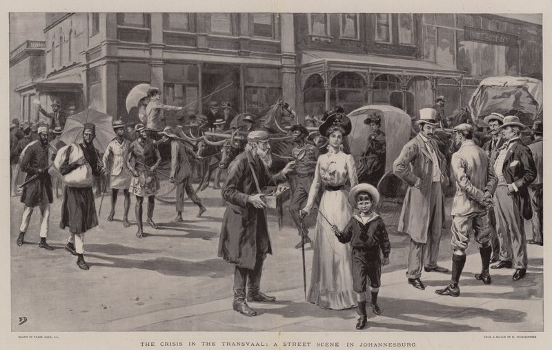 La crisis en el Transvaal, una escena callejera en Johannesburgo de Frank Dadd
