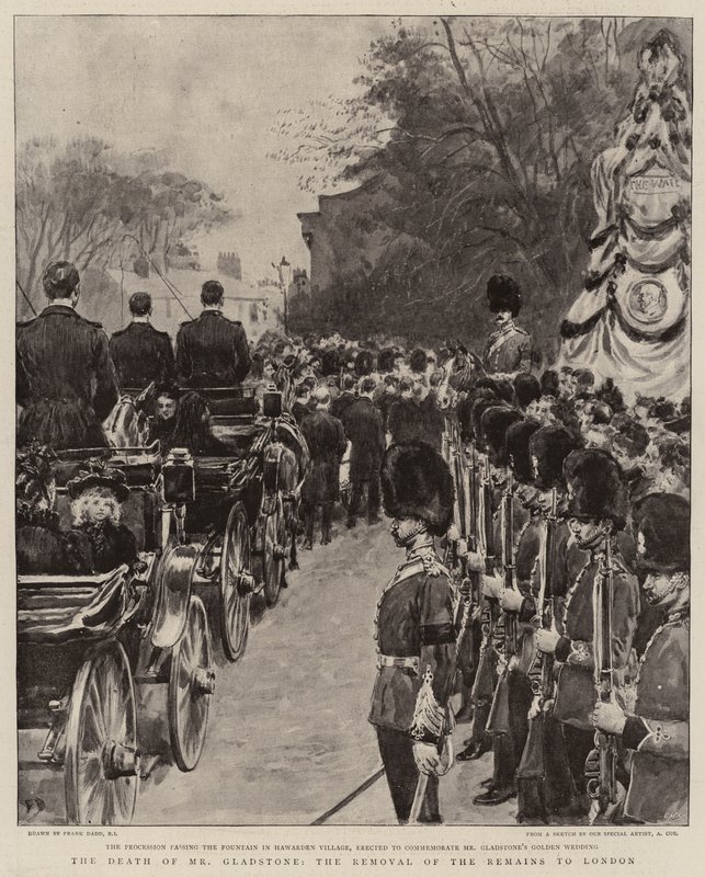 La muerte del Sr. Gladstone, el traslado de los restos a Londres de Frank Dadd
