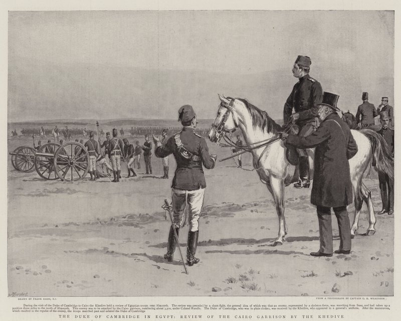 El Duque de Cambridge en Egipto, revisión de la guarnición de El Cairo por el Jedive de Frank Dadd