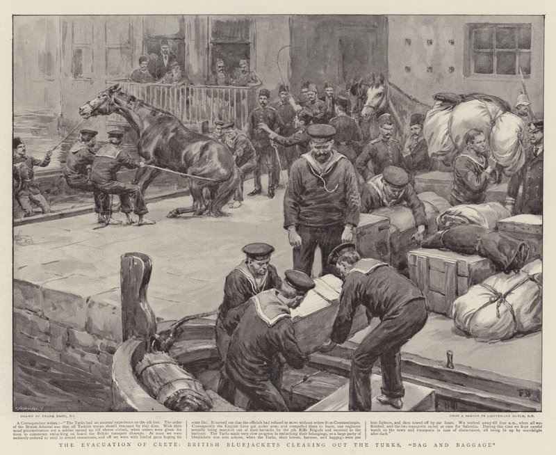 La evacuación de Creta, marineros británicos desalojando a los turcos de Frank Dadd