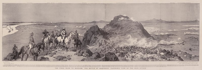 El golpe final al Mahdismo, la batalla de Omdurman, vista panorámica del ataque principal de Frank Dadd