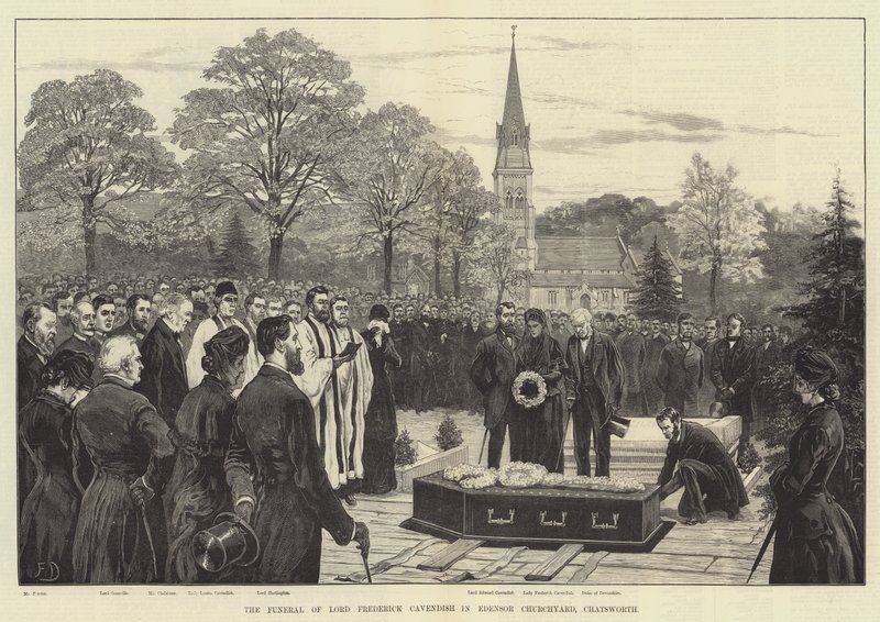El funeral de Lord Frederick Cavendish en el cementerio de la iglesia de Edensor, Chatsworth de Frank Dadd