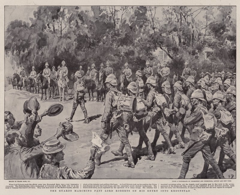 Los guardias marchando frente a Lord Roberts en su entrada a Kroonstad de Frank Dadd