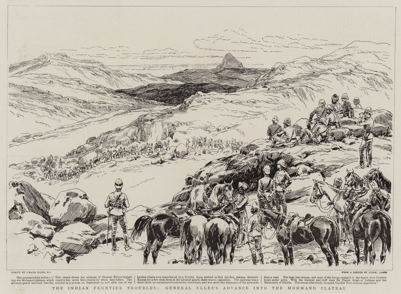 Los problemas en la frontera india, el avance del General Elles en la meseta de Mohmand de Frank Dadd
