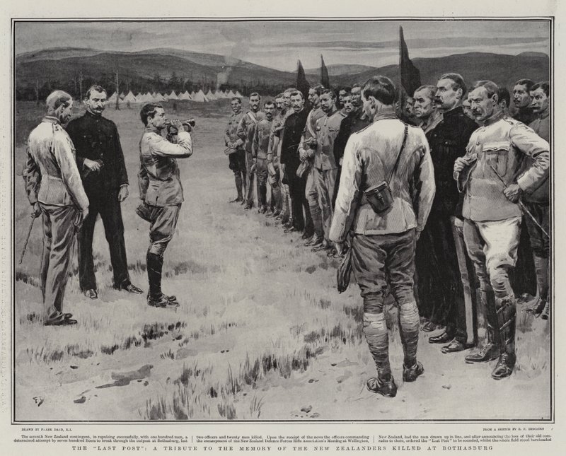 El último toque de clarín, un tributo a la memoria de los neozelandeses muertos en Bothasburg de Frank Dadd