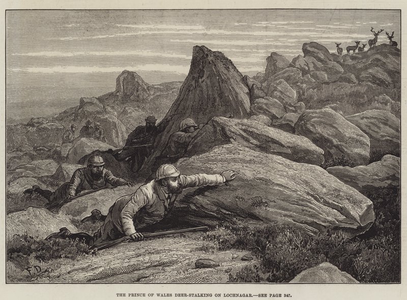 El Príncipe de Gales Cazando Ciervos en Lochnagar de Frank Dadd