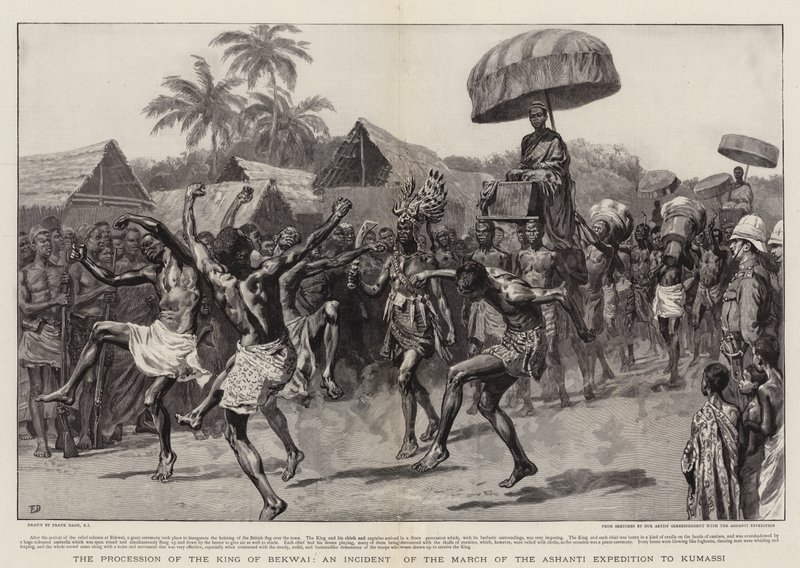 La procesión del Rey de Bekwai, un incidente de la marcha de la expedición Ashanti a Kumassi de Frank Dadd