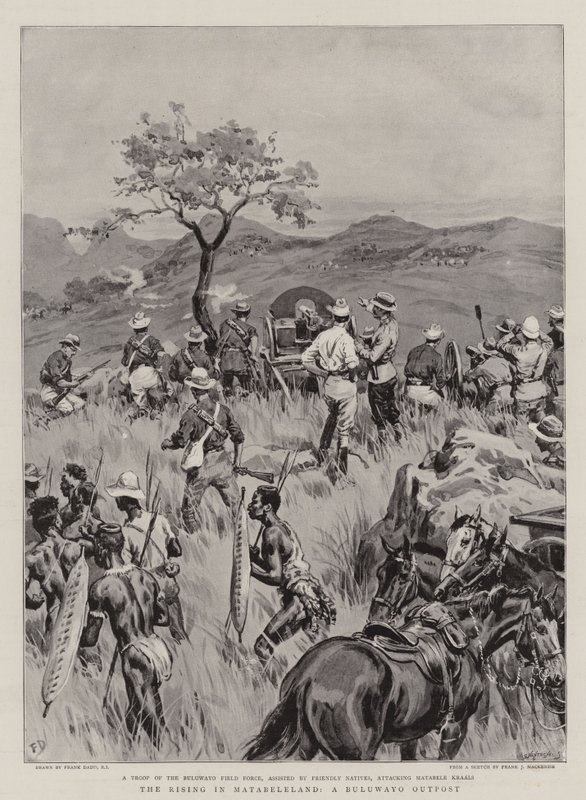 El levantamiento en Matabeleland, un puesto avanzado de Buluwayo de Frank Dadd