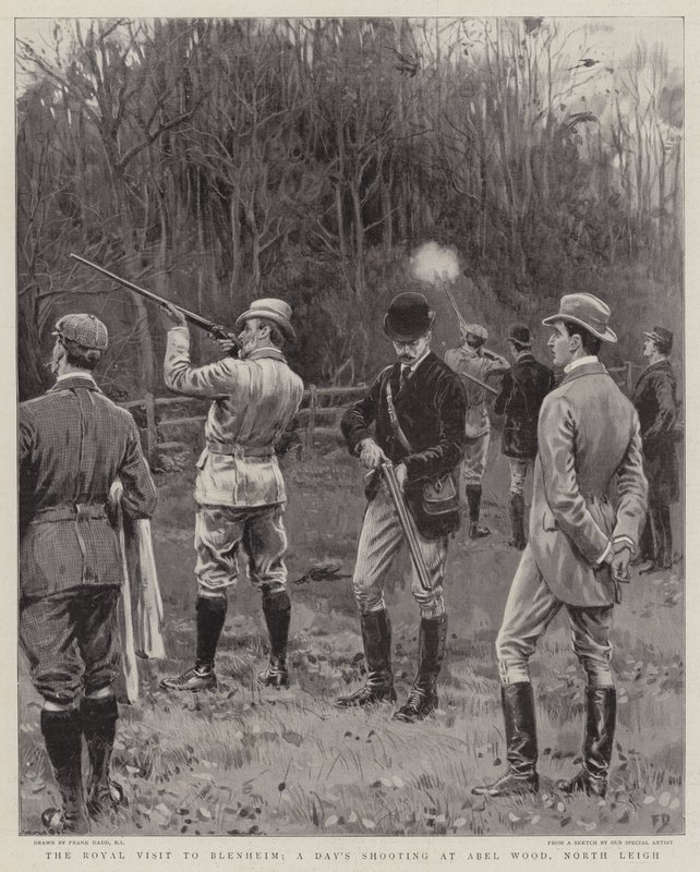 La Visita Real a Blenheim, un Día de Caza en Abel Wood, North Leigh de Frank Dadd