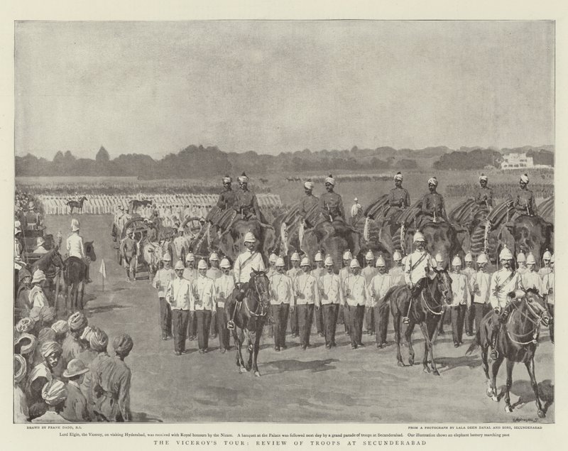 La gira del virrey, revisión de tropas en Secunderabad de Frank Dadd