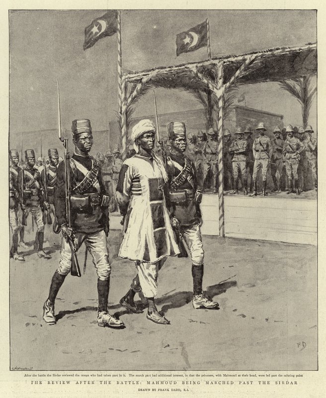 La revisión después de la batalla, Mahmoud siendo pasado frente al Sirdar de Frank Dadd