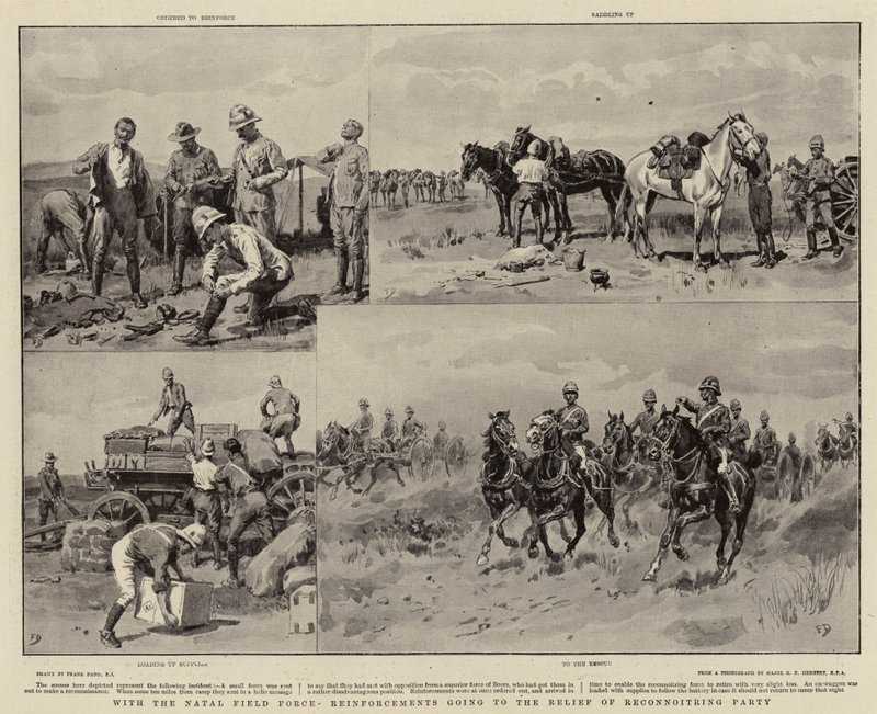 Con la Fuerza de Campo de Natal, refuerzos yendo al alivio del grupo de reconocimiento de Frank Dadd