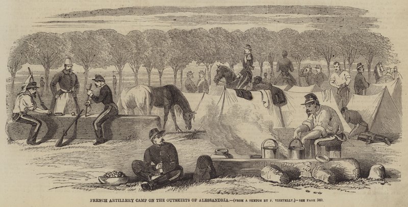 Campamento de Artillería Francesa en las Afueras de Alessandria de Frank Vizetelly