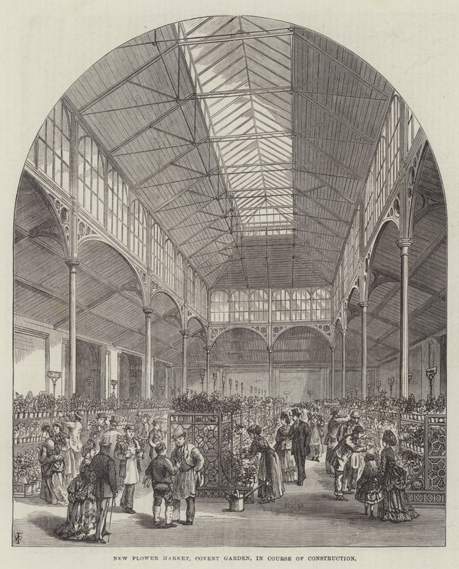 Nuevo Mercado de Flores, Covent Garden, en construcción de Frank Watkins