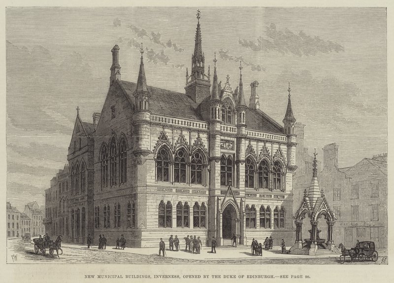 Nuevos edificios municipales, Inverness, inaugurados por el Duque de Edimburgo de Frank Watkins