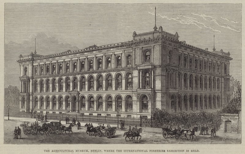 El Museo Agrícola, Berlín, donde se celebra la Exposición Internacional de Pesca de Frank Watkins