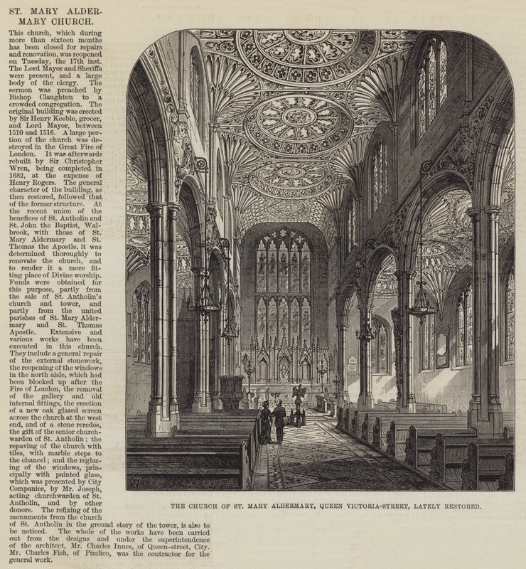 La Iglesia de Santa María Aldermary, Queen Victoria-Street, recientemente restaurada de Frank Watkins