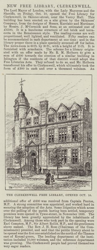 La Biblioteca Libre de Clerkenwell, inaugurada el 10 de octubre de Frank Watkins