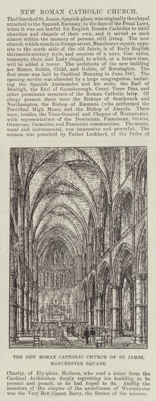 La nueva iglesia católica romana de San James, Manchester Square de Frank Watkins