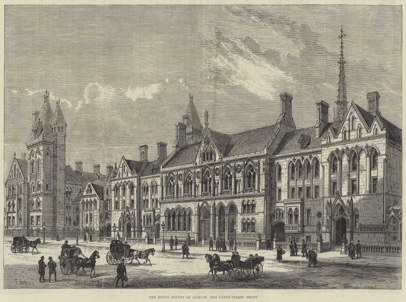 Los Tribunales Reales de Justicia, la fachada de Carey-Street de Frank Watkins