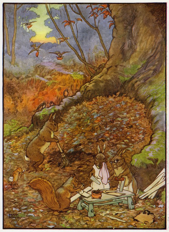 Ilustración para Babes in the Wood (litografía en color) de Frank Adams
