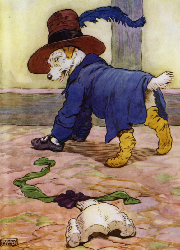 Ilustración para Vieja Madre Hubbard (litografía en color) de Frank Adams