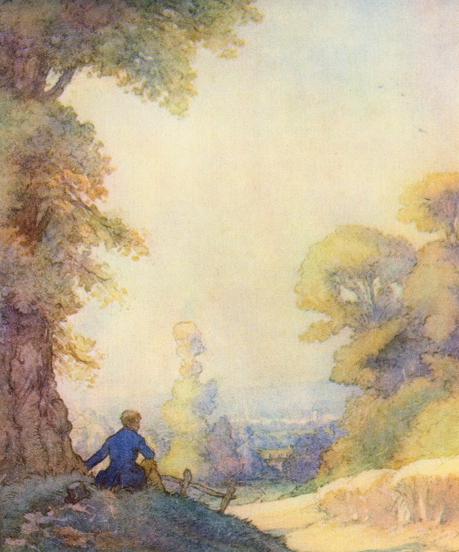 Ilustración para The Scholar-Gipsy de Matthew Arnold (litografia en color) de Frank Adams
