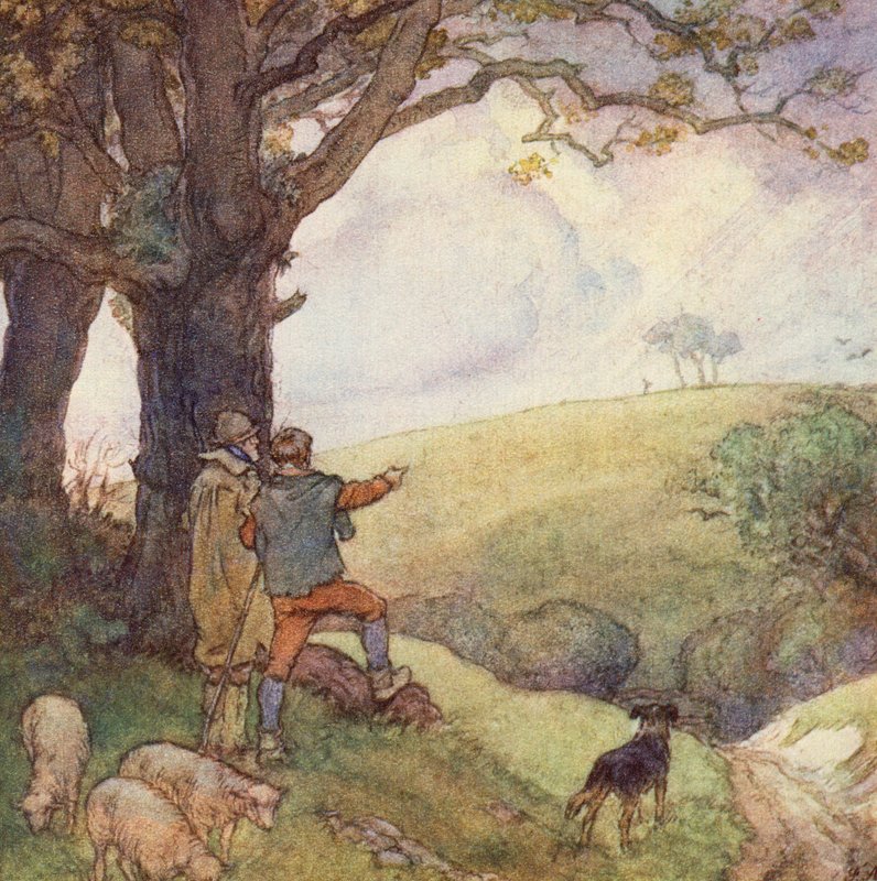 Ilustración para The Scholar-Gipsy de Matthew Arnold (litografia en color) de Frank Adams
