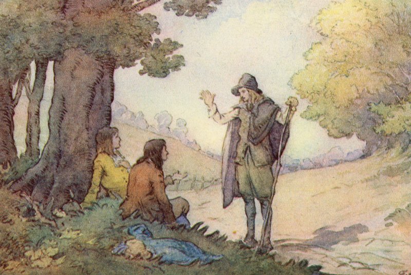 Ilustración para The Scholar-Gipsy de Matthew Arnold (litografia en color) de Frank Adams