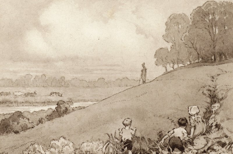 Ilustración para The Scholar-Gipsy de Matthew Arnold (litografia en color) de Frank Adams