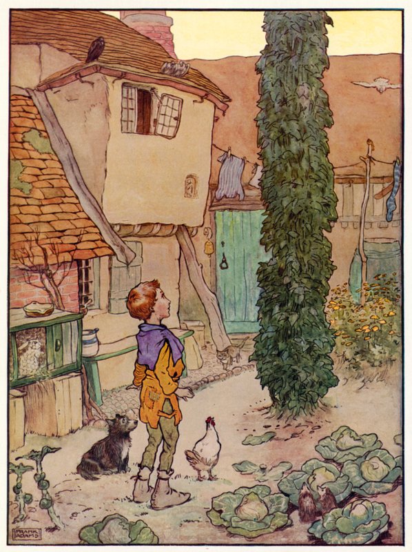 Jack y las habichuelas mágicas (litografía a color) de Frank Adams