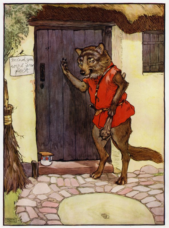 Caperucita Roja (litografía en color) de Frank Adams