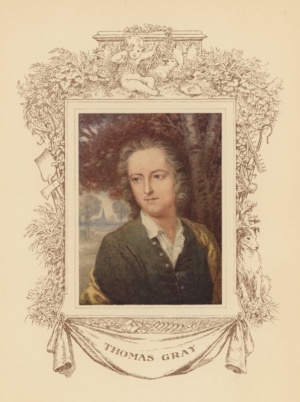 Retrato del poeta Thomas Gray (litografía en color) de Frank Adams
