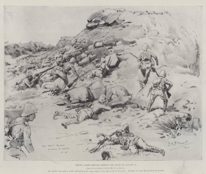 La Brigada del General Hart asaltando los Kopjes el 20 de enero de Frank Algenon Stewart